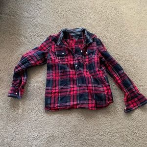 Tommy Hilfiger red plaid womens shirt size L